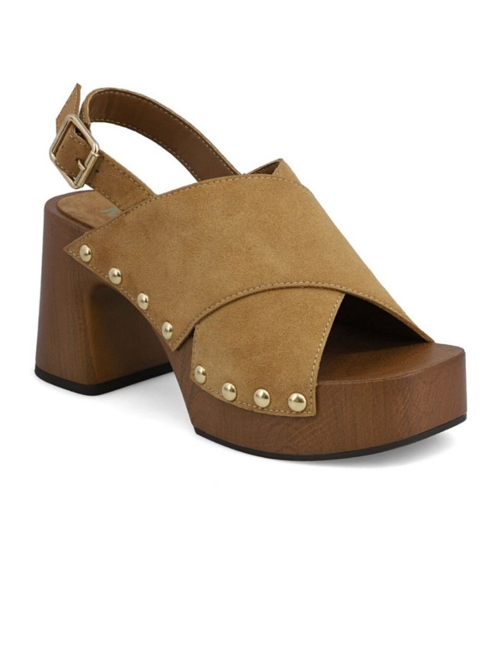 Mia Eudora Tan Suede Studded Platform Sandals Size 9
